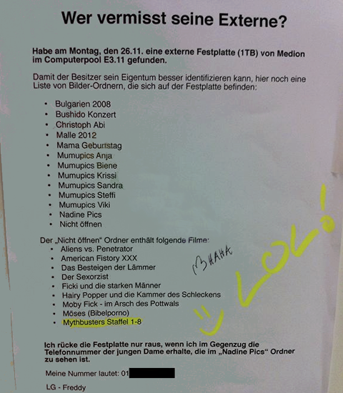 Wer vermisst seine Externe